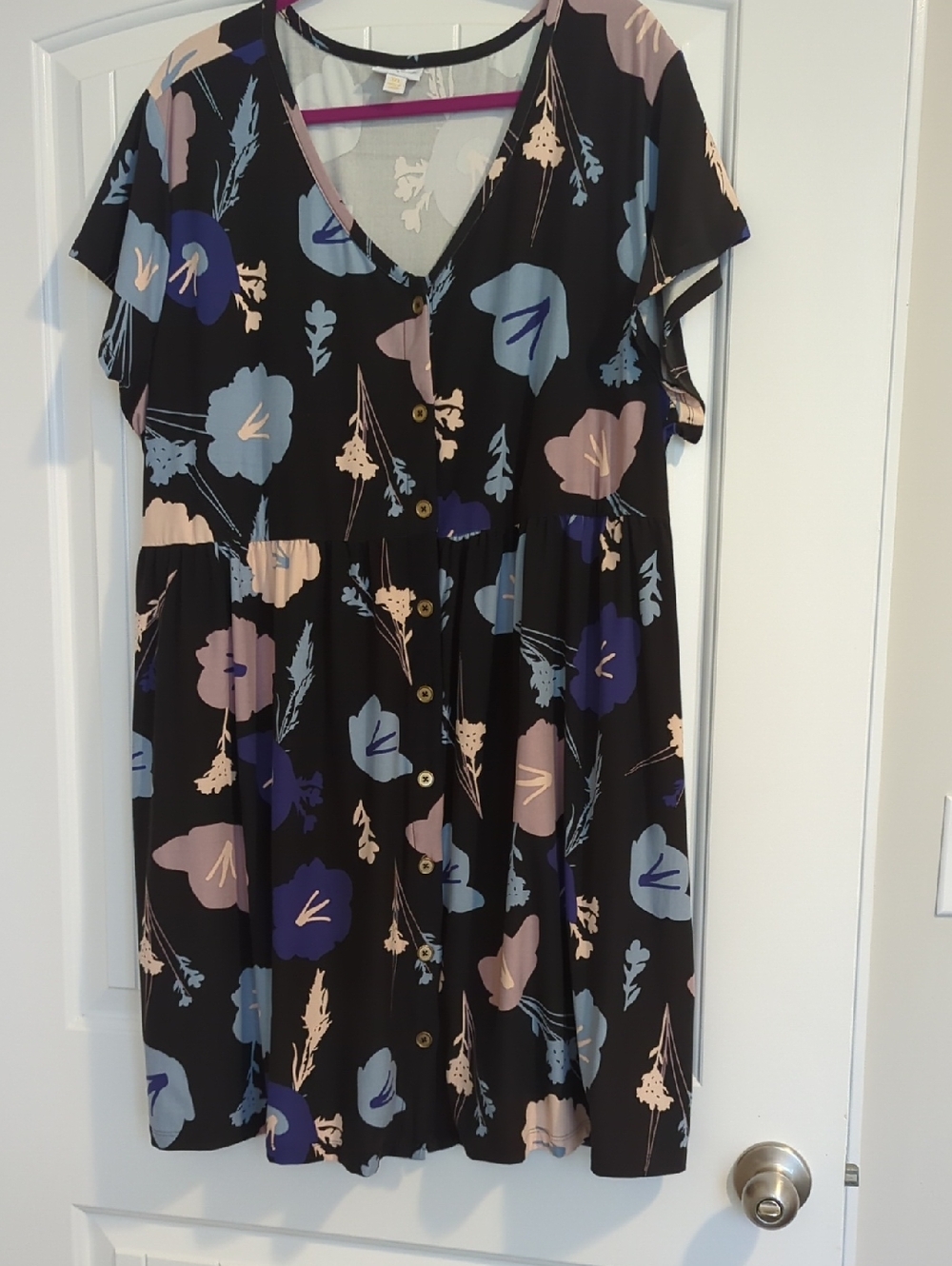 LuLaRoe Black Heidi Dress with Blue and Blush Floral Print